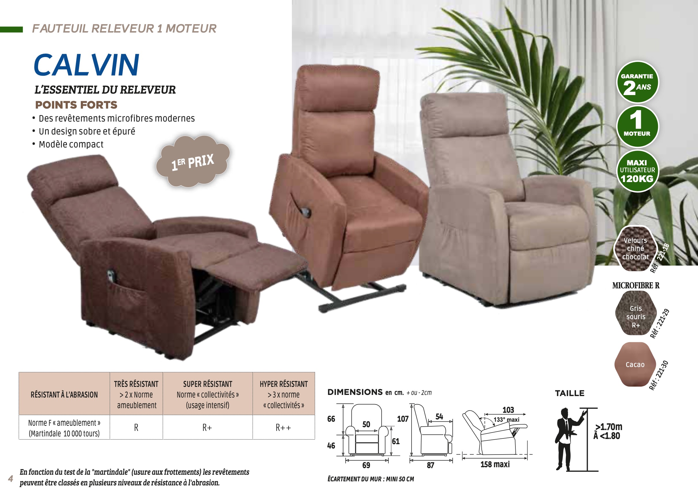 Fiche technique fauteuil releveur Calvin