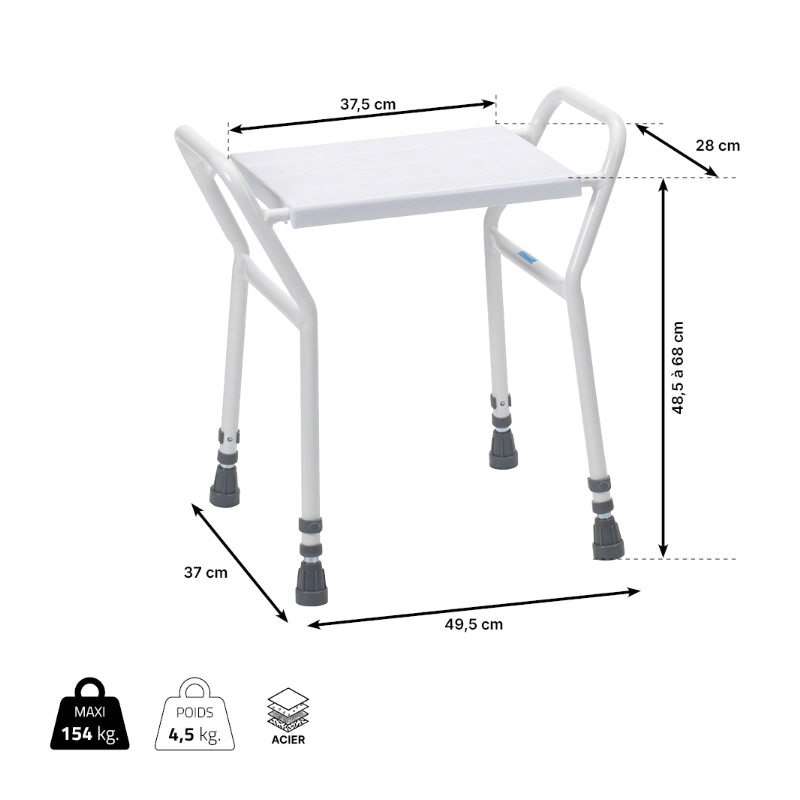 dimensions tabouret de douche